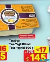TARABYA TAM YAĞLI DİLİMLİ TOST PEYNİRİ 500 G fiyat ve kampanya bilgisi